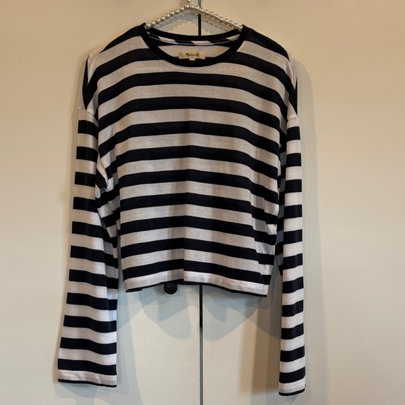 Madewell Striped Long Sleeve Crew Neck Pullover Sweater Top Small - Picture 5 of 13